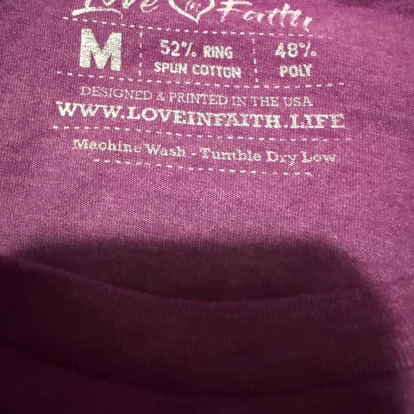 Love in Faith “Faith Hope Love” Graphic Tee | Size Medium | Heather Purple - Picture 4 of 4